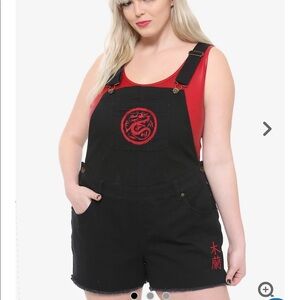 NWT Hot Topic Disney Mulan Embroidered Shortalls